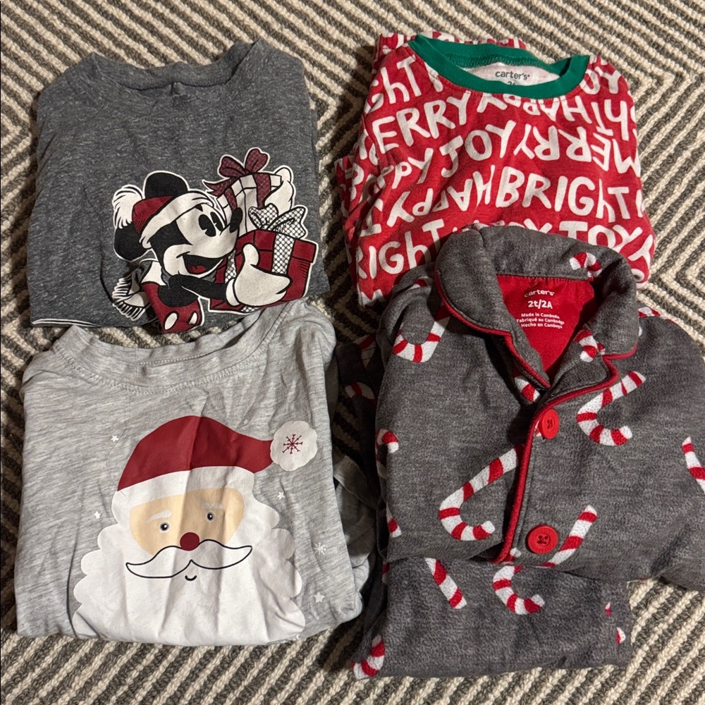 2T Unisex Christmas Lot with Shirts and Pajamas